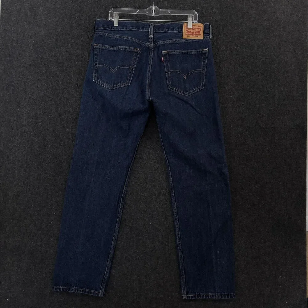 Levis 505 Jeans Men's 36x32 Blue Dark Wash Regular Fit Straight Leg Denim Cotton